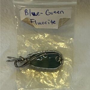 Beautiful Blue-Green Fluorite Pendant with Sterling Silver Wrap